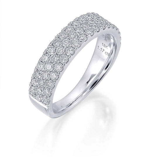 18KW DIAMOND COMFORT FIT 3 ROW RING