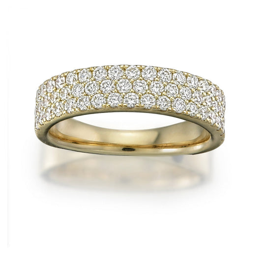 18KY DIAMOND COMFORT FIT 3 ROW RING