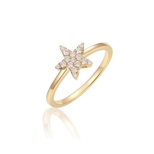 Y/g star ring 16RD=.18tw