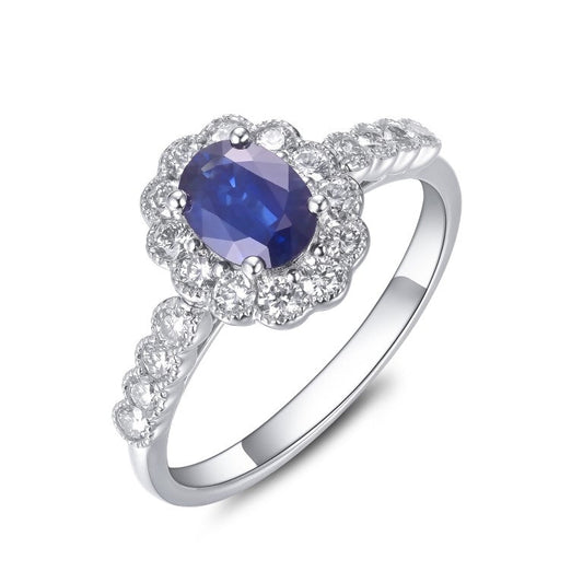 W/G 8x6 Sapphire Ring 18D=Min .81TW