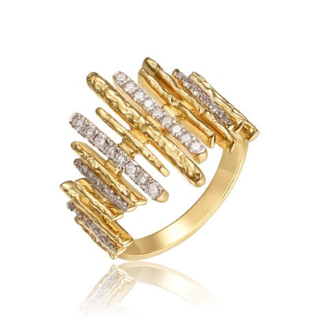 14KY DIAMOND HAMMER FINISH STICK RING