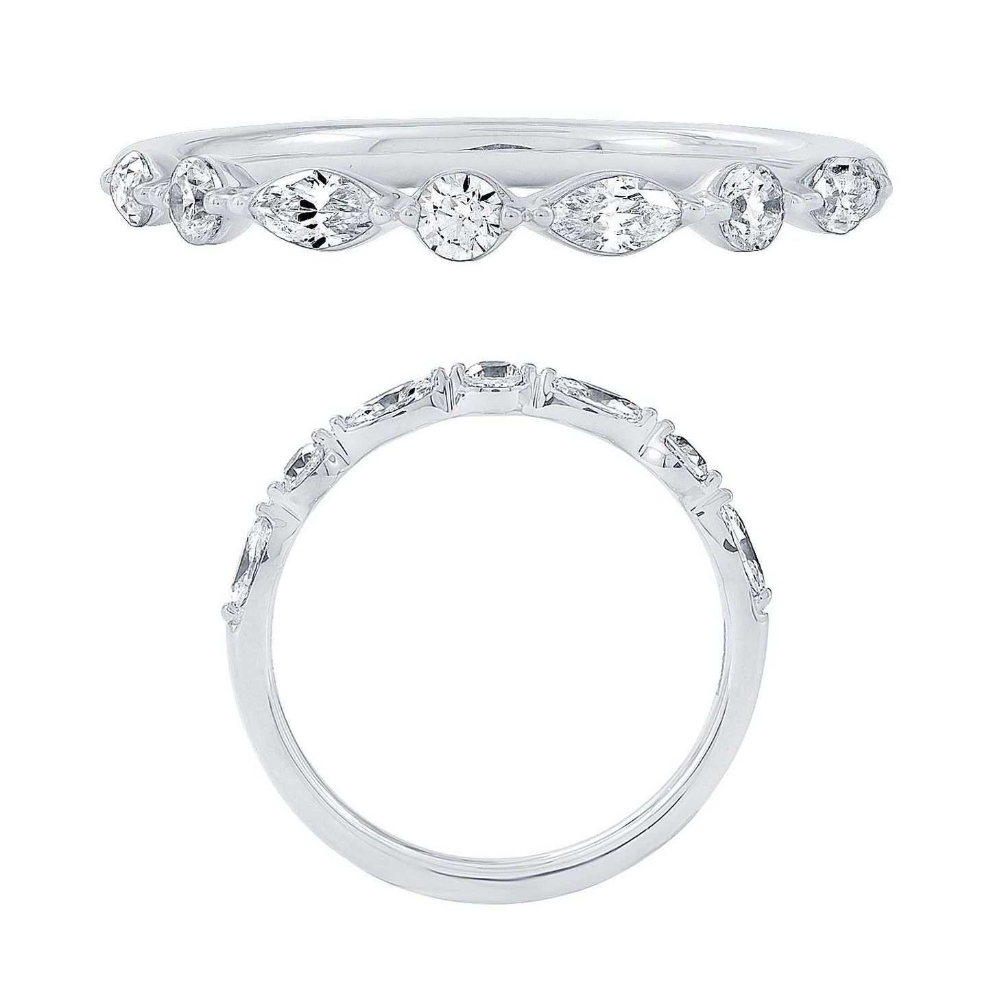 18KW DIAMOND ALTERNATING BAND RING