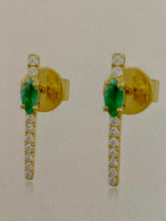 W/g 14mm 2x3MQ EM stick earring 18RD=.07tw