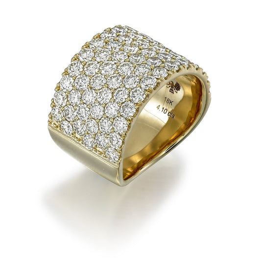 18KY DIAMOND COMFORT FIT 6 ROW RING