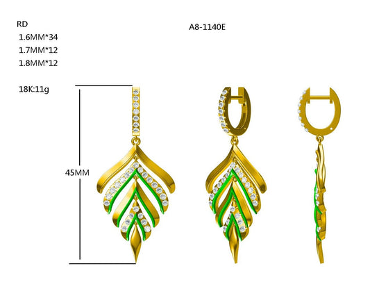 14KW/Y DIAMOND  DANGLE EARS