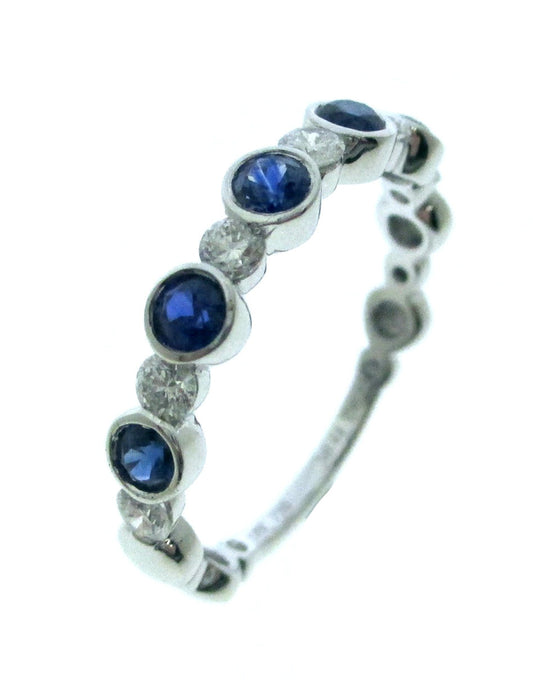 PLAT PREC COLOR ALTERNATING STACK BAND RING