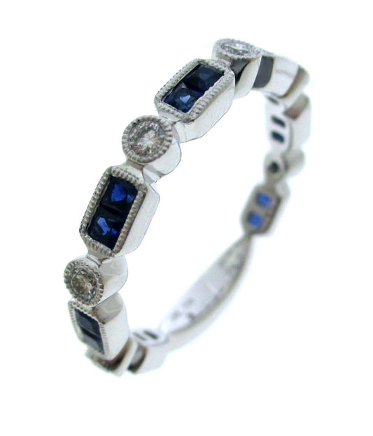 PLAT PREC COLOR MILGRAIN STACK BAND RING