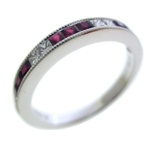PLAT PREC COLOR CHANNEL SET STACK BAND RING
