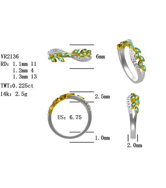 14KW DIAMOND  STACK BAND RING