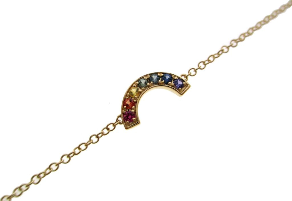 14KW PREC COLOR BEAD SET RAINBOW BRAC