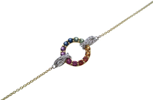 14KW/Y PREC COLOR CIRCLE RAINBOW BRAC