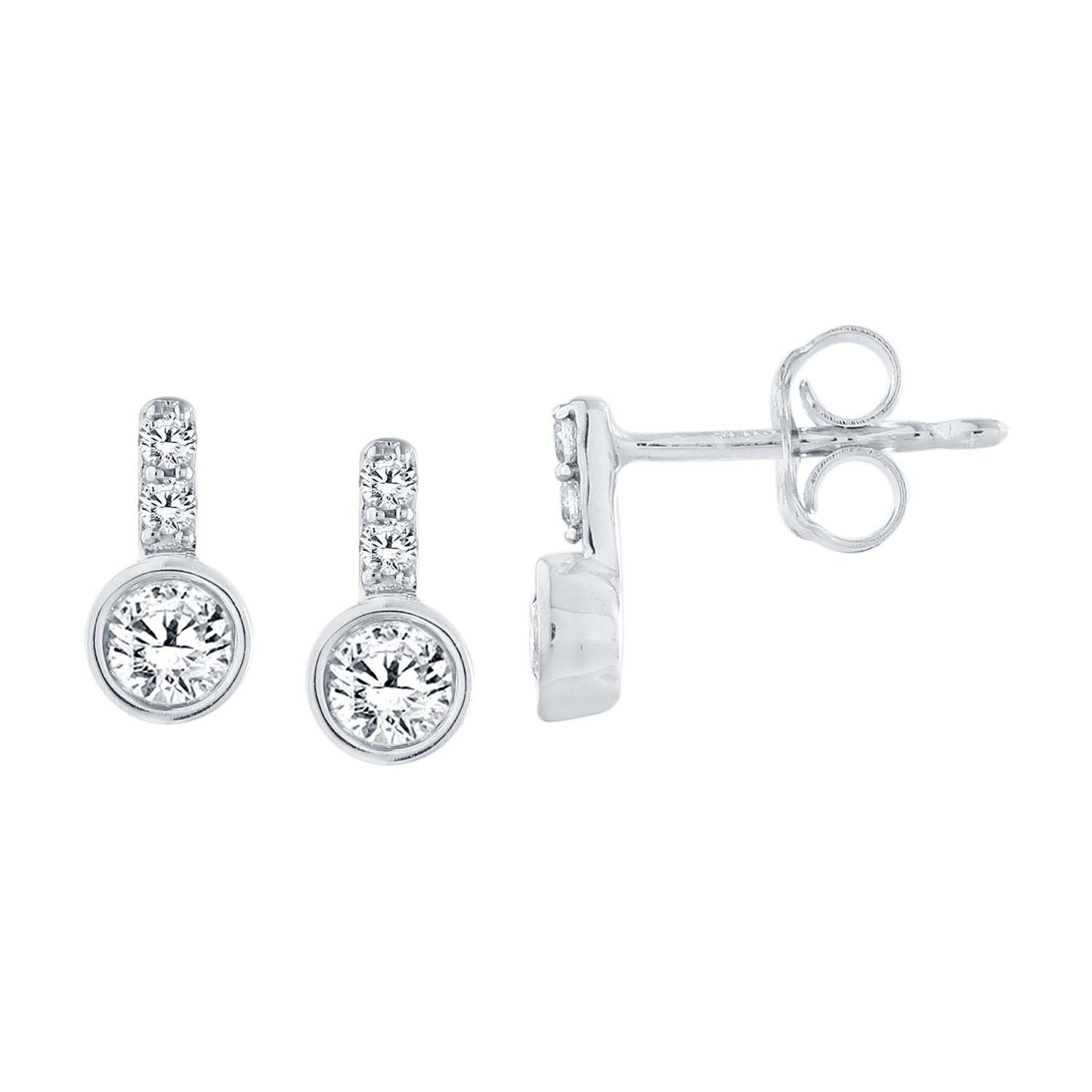 14KY DIAMOND BEZEL SET PISCHER EARS
