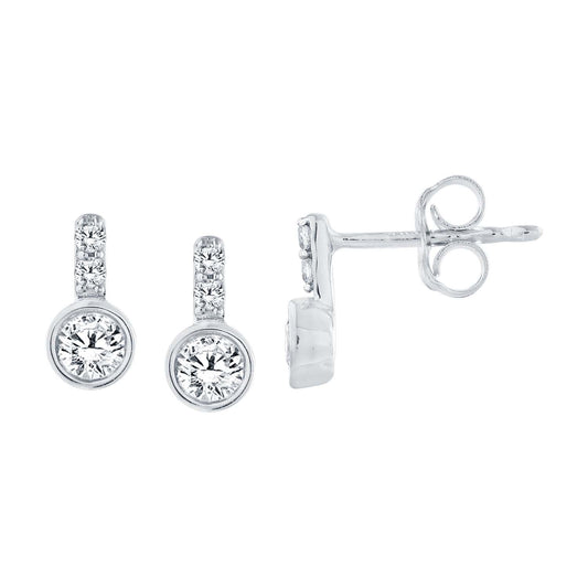14KY DIAMOND BEZEL SET PISCHER EARS