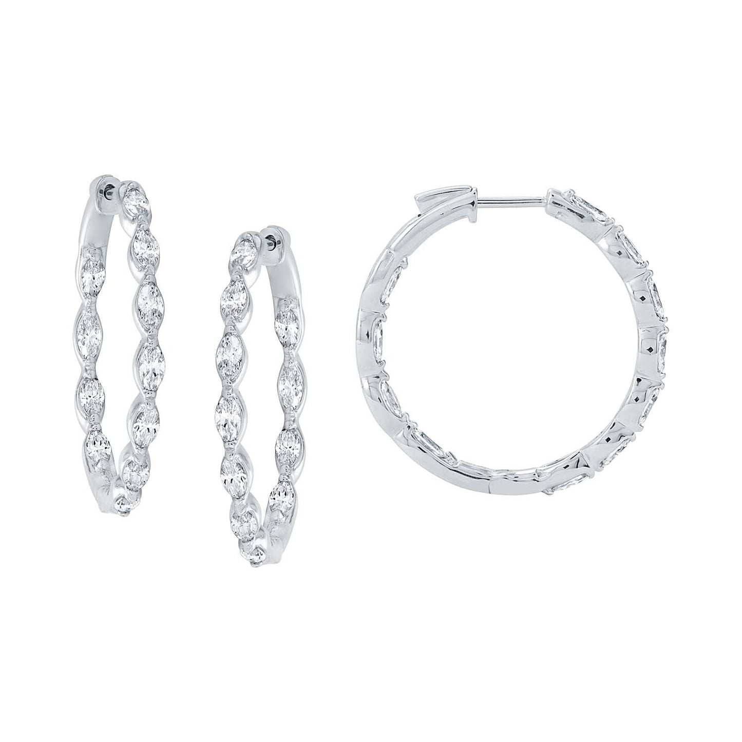 14KW DIAMOND RD HOOP PRONG SET EARS