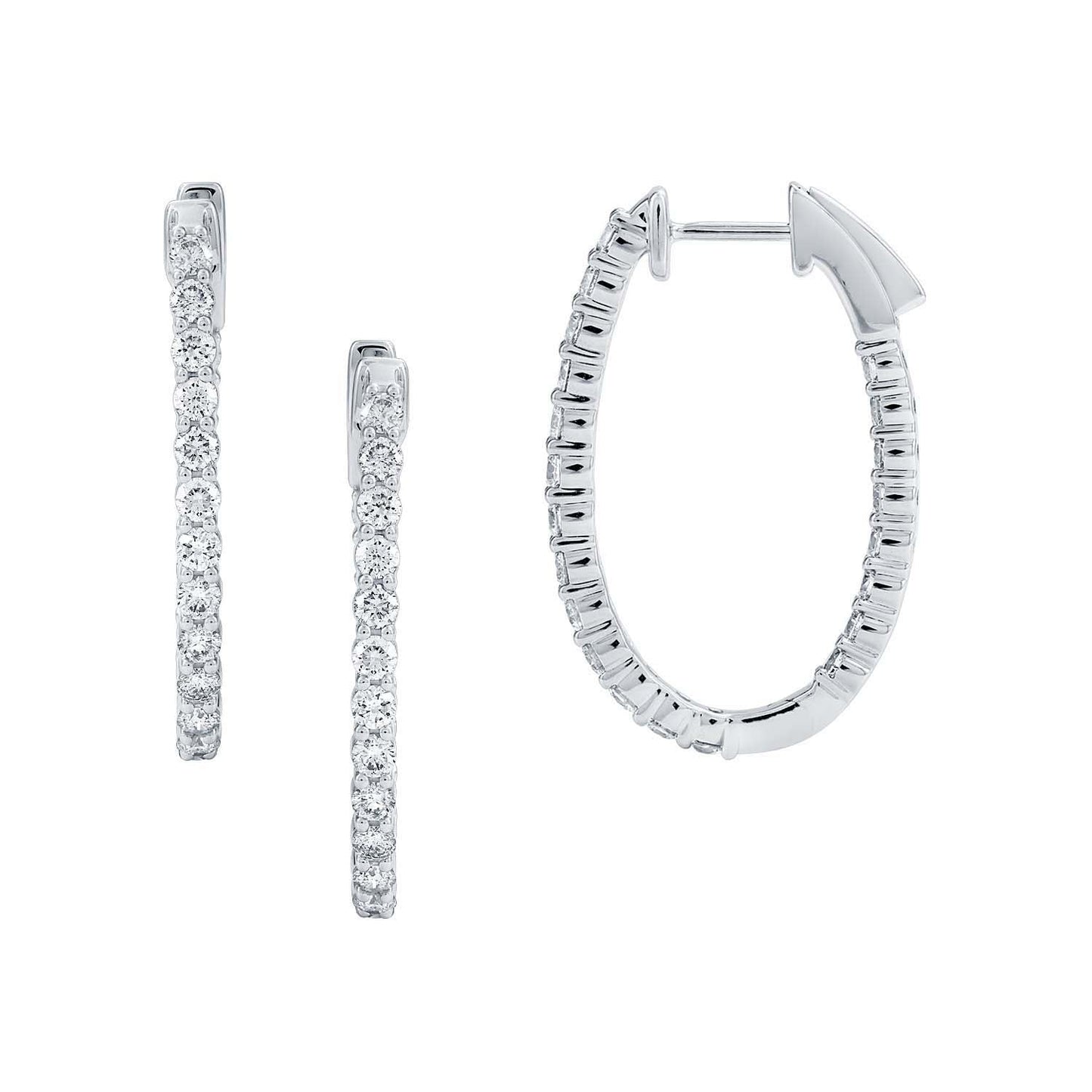 14KY DIAMOND PRONG SET OV HOOP EARS
