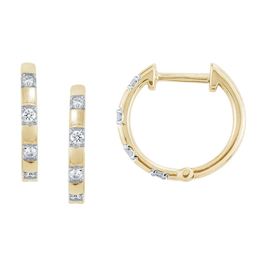 14KY DIAMOND MIXED HUGGIE EARS