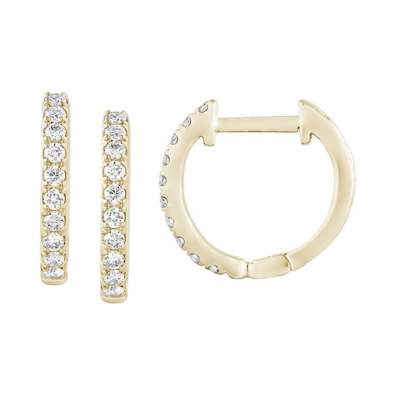 14KY DIAMOND PRONG SET HUGGIE EARS