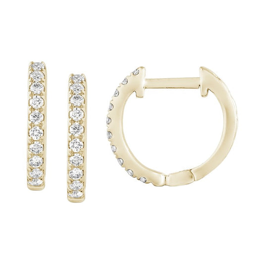14KY DIAMOND PRONG SET HUGGIE EARS