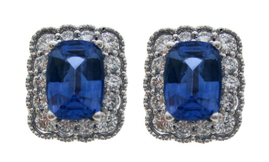 SAPPHIRE EARRING W/ DIAMOND
