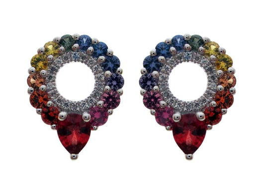 14KY PREC COLOR CIRCLE RAINBOW EARS