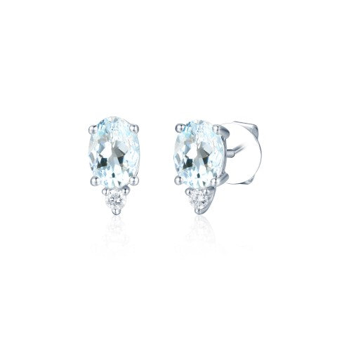 14KW PRONG SET SEMI PREC BIRTHSTONE EARS-MAR