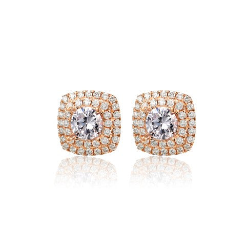 14KY DIAMOND DOUBLE HALO SEMIMOUNT EARS