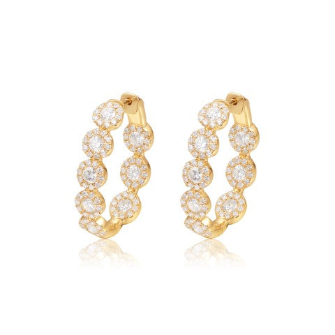 14KW DIAMOND HALO OV HOOP EARS