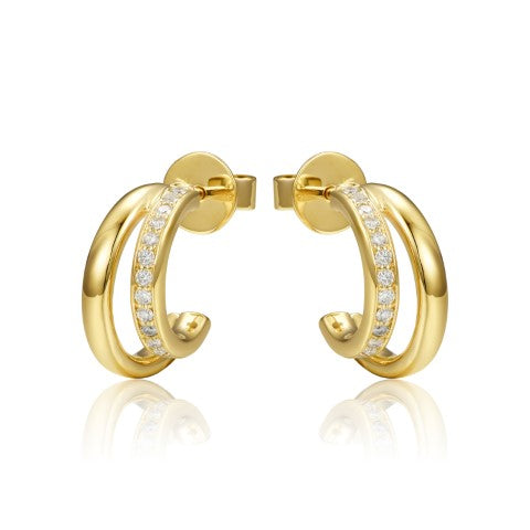 14KY DIAMOND DOUBLE HUGGIE EARS