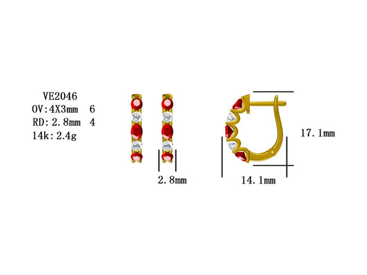 14KW PREC COLOR ALTERNATING OV HOOP EARS