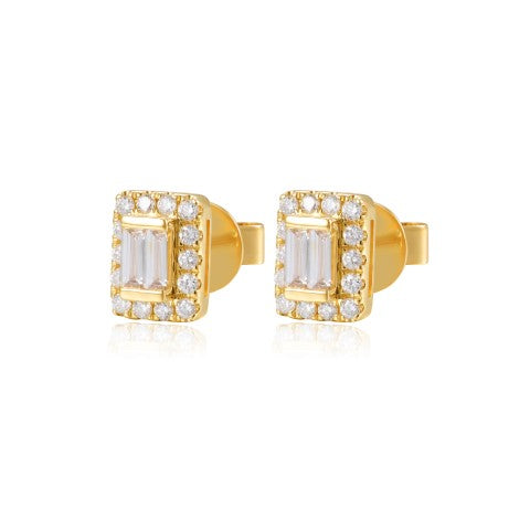 14KY DIAMOND STUD MOSAIC EARS
