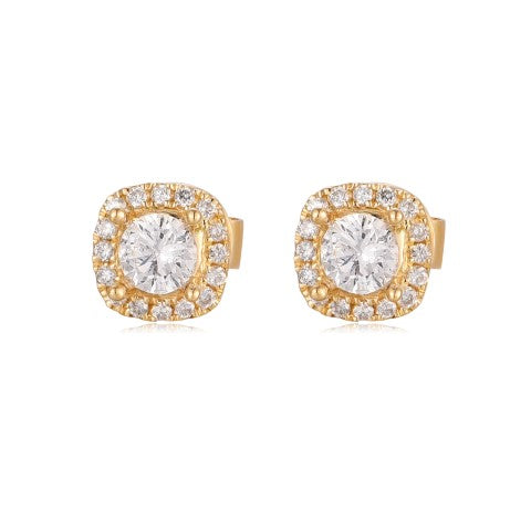 14KY PREC COLOR HALO STUDS EARS