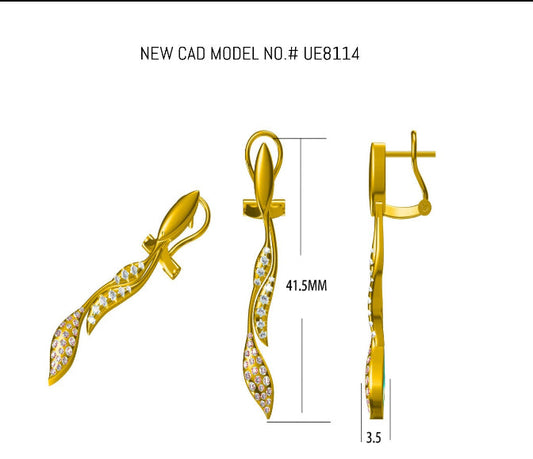 14KY DIAMOND WAVE DANGLE EARS