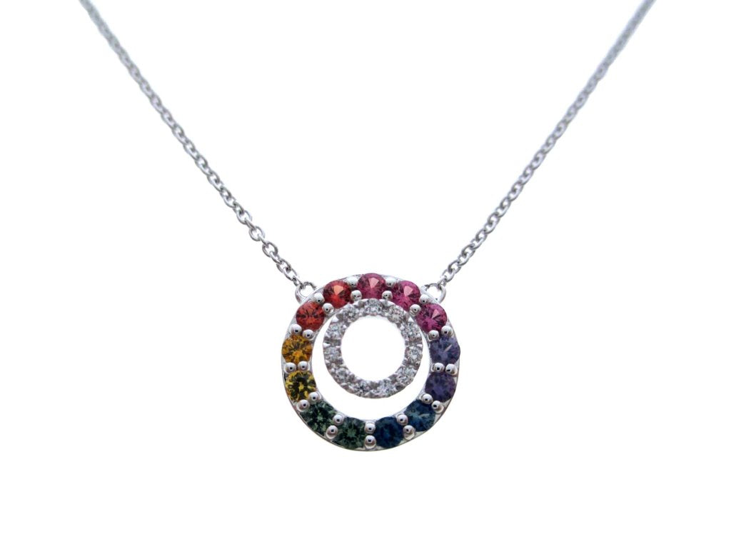 14KW PREC COLOR CIRCLE RAINBOW NECK