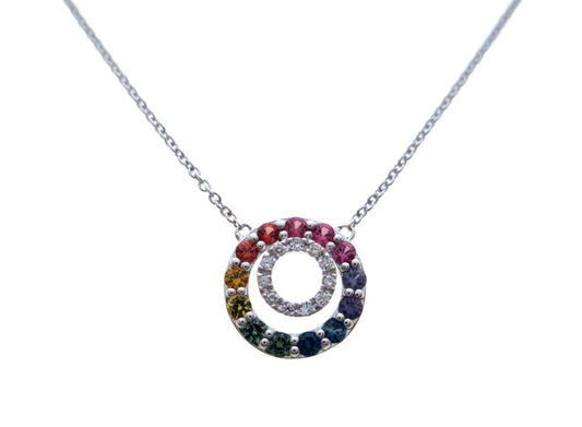 14KW PREC COLOR CIRCLE RAINBOW NECK