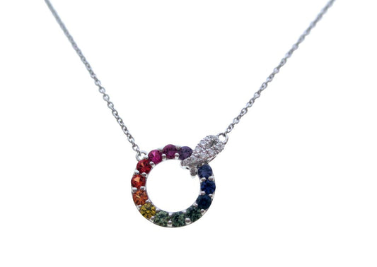 14KW PREC COLOR CIRCLE RAINBOW NECK