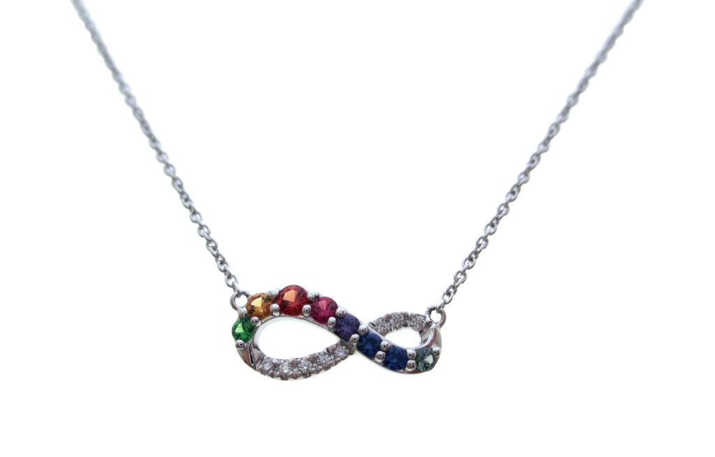 14KW PREC COLOR  RAINBOW NECKLACE