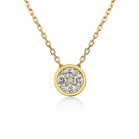 14KY DIAMOND BEZEL SET CLUSTER NECK