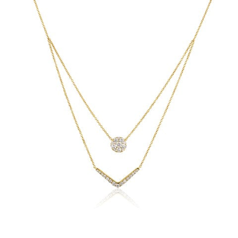 14KW DIAMOND DOUBLE LAYER FASHION NECK