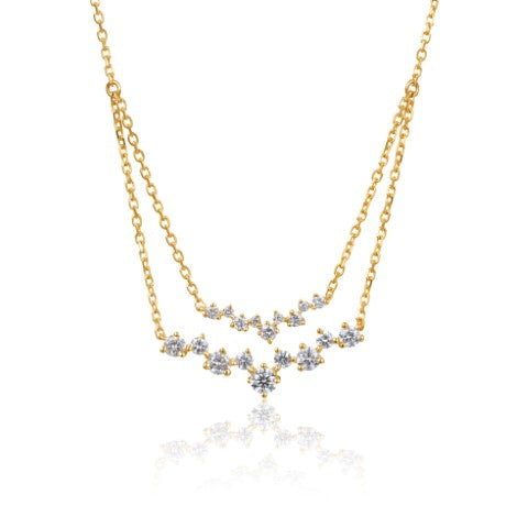 14KY DIAMOND DOUBLE LAYER SCATTER NECK