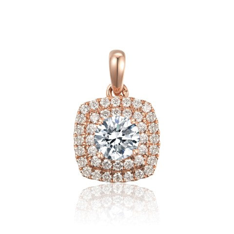 14KY DIAMOND DOUBLE HALO MOUNTING PEND