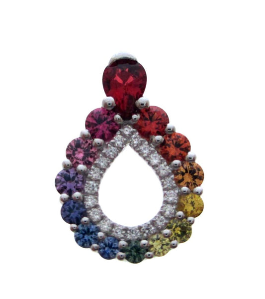 14KW PREC COLOR CIRCLE RAINBOW PEND