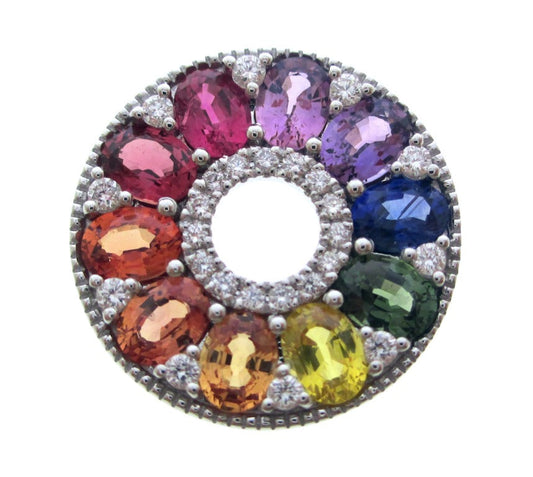 14KY PREC COLOR CIRCLE RAINBOW PEND