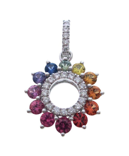 14KY PREC COLOR CIRCLE RAINBOW PEND