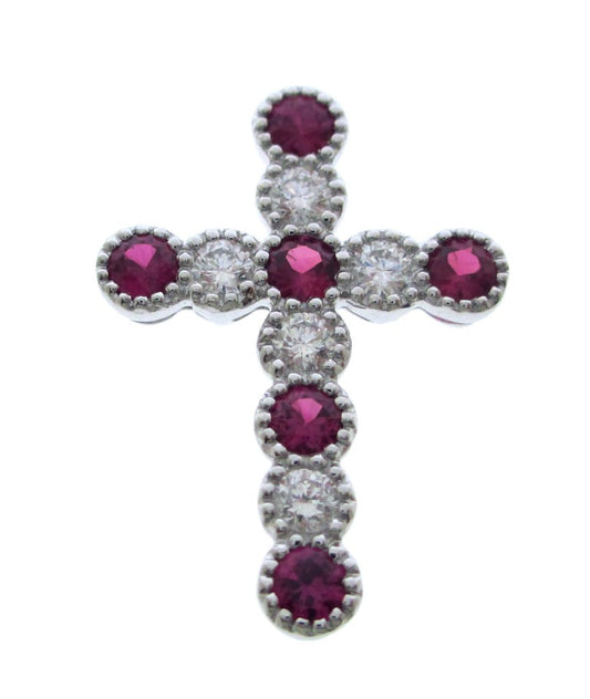 14KY PREC COLOR MILGRAIN CROSS PEND