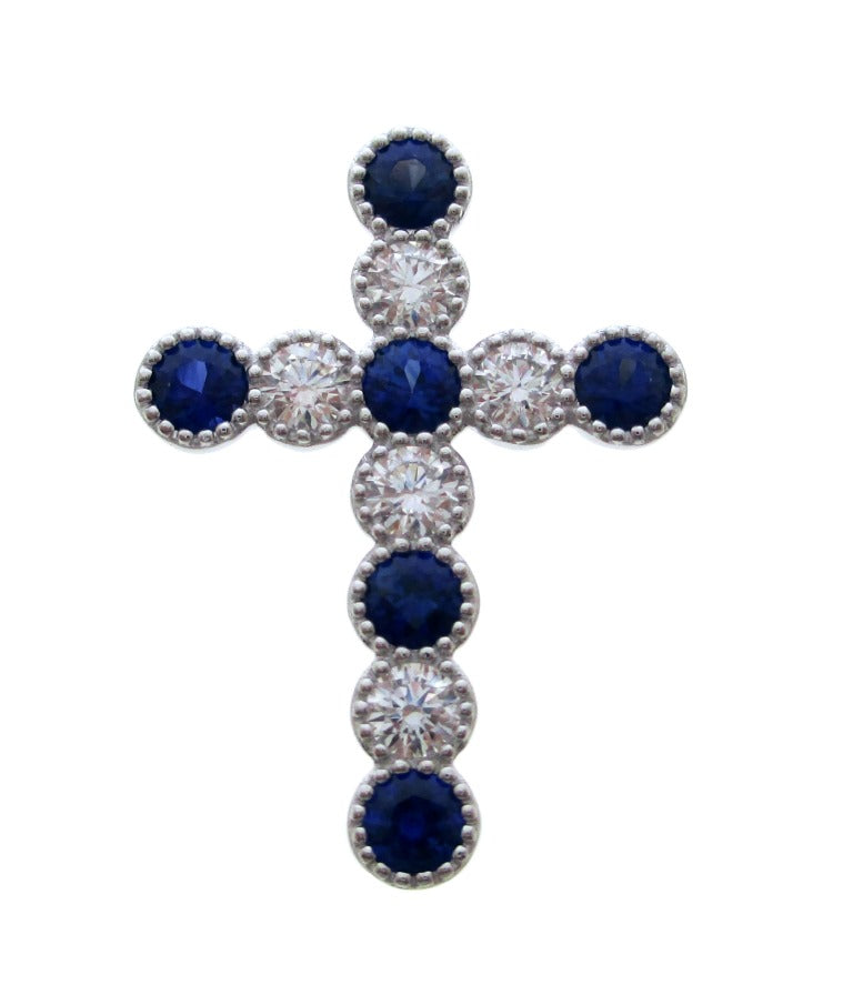 PLAT PREC COLOR MILGRAIN CROSS PEND