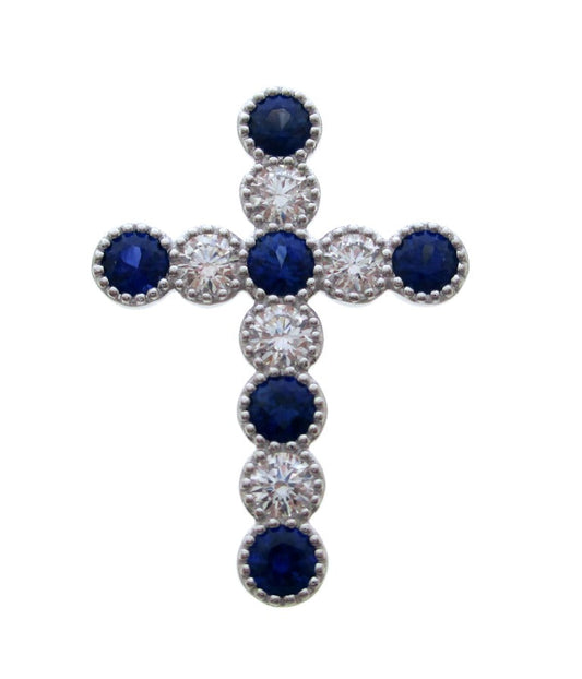 PLAT PREC COLOR MILGRAIN CROSS PEND