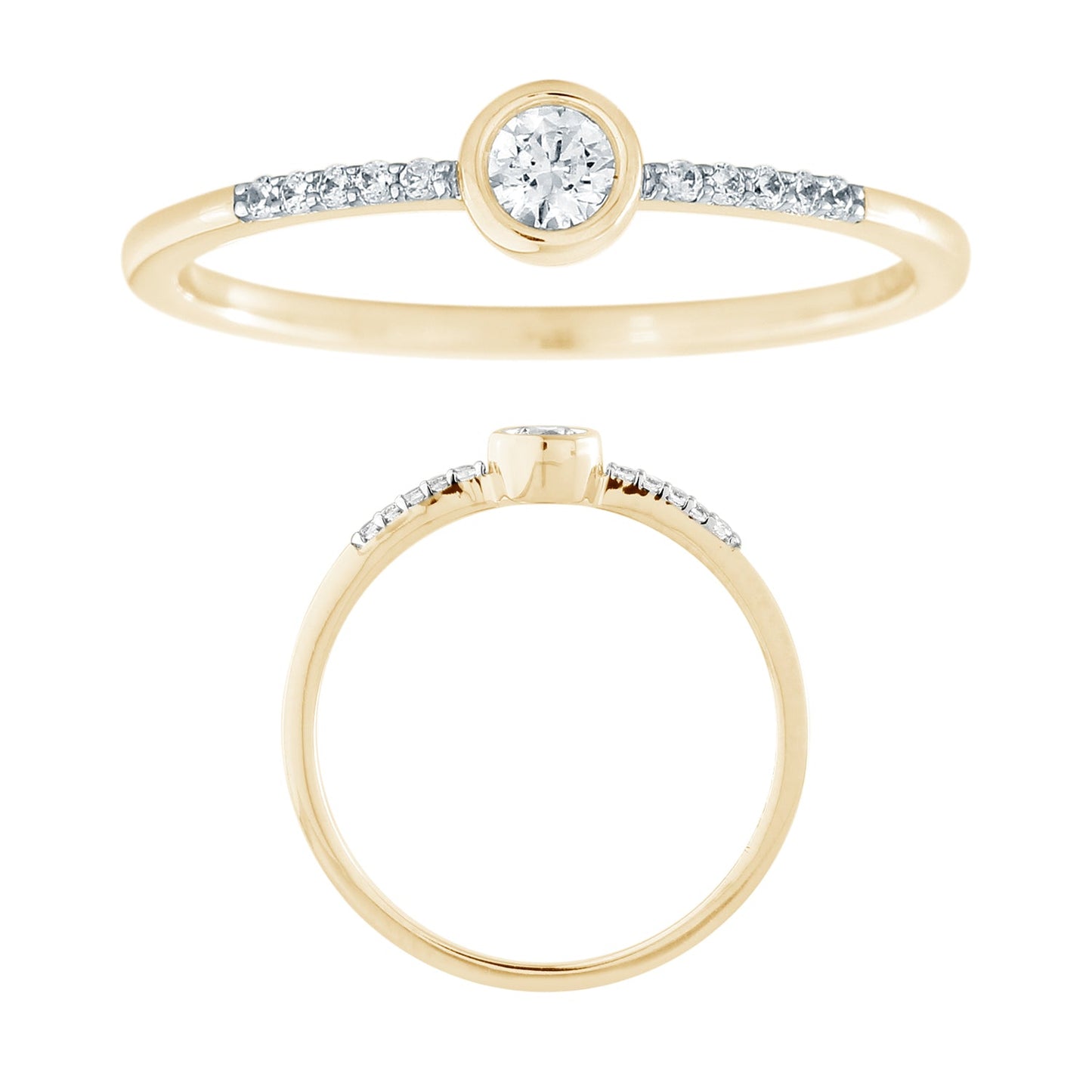 14KW DIAMOND BEZEL SET CENTER STONE RING