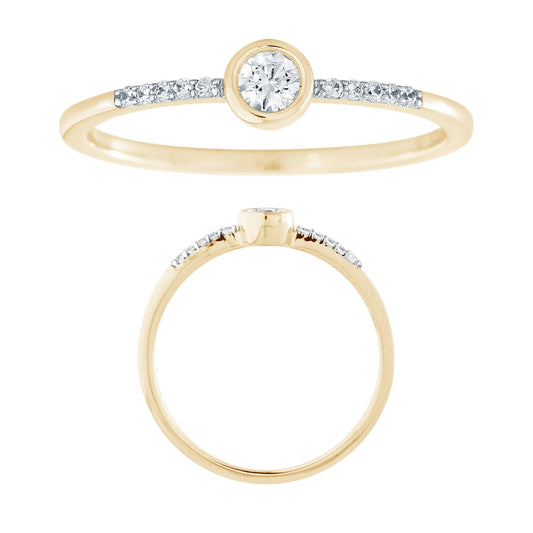 14KY DIAMOND BEZEL SET CENTER STONE RING