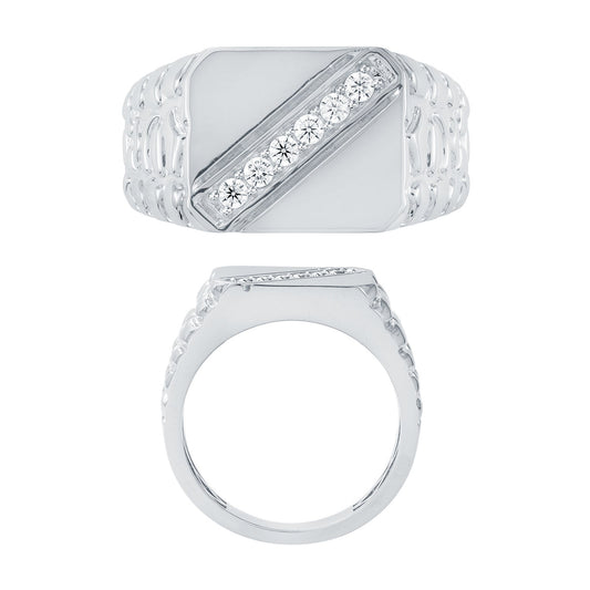 14KW DIAMOND GENTS PRONG SET RING