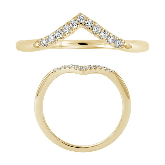 14KY DIAMOND V-SHAPE STACK BAND RING
